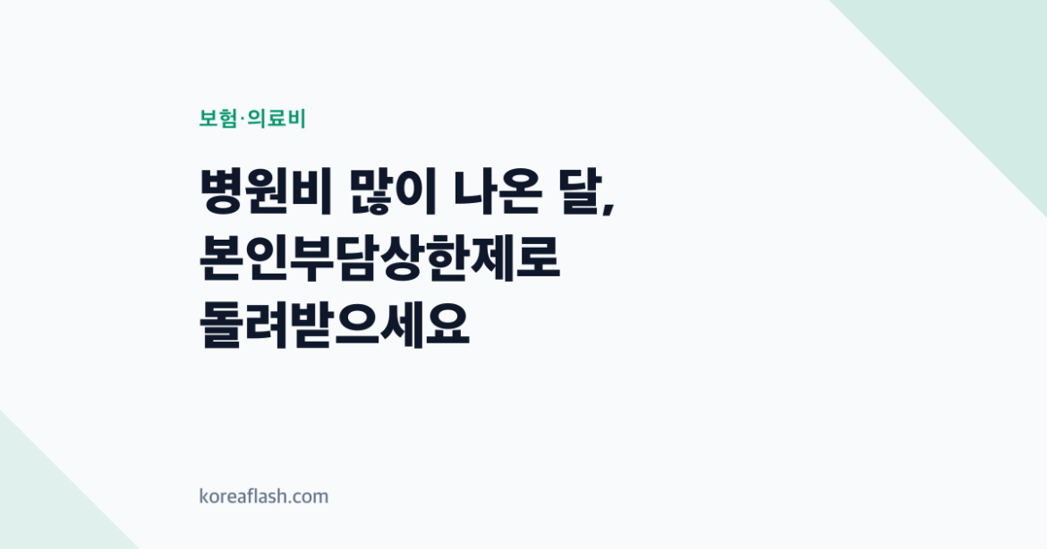 병원비 많이 나온 달, 본인부담상한제로 돌려받으세요